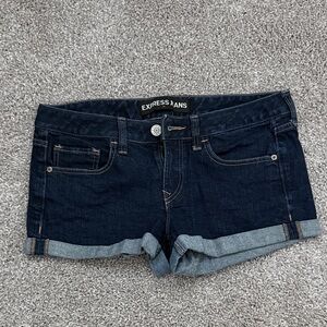 Express Dark Indigo Cuffed Denim Shorts